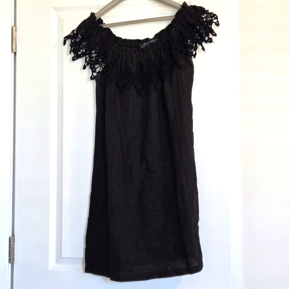 Temptation black linen medium dress